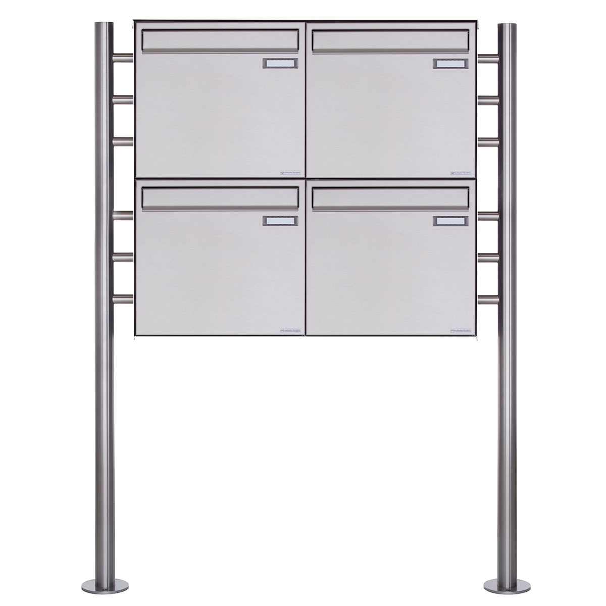 4er 2x2 fence mailbox freestanding design BASIC Plus 381XZ ST-R - polished stainless steel 4er 2x2 fence mailbox freestanding design BASIC Plus 381XZ ST-R - polished stainless steel