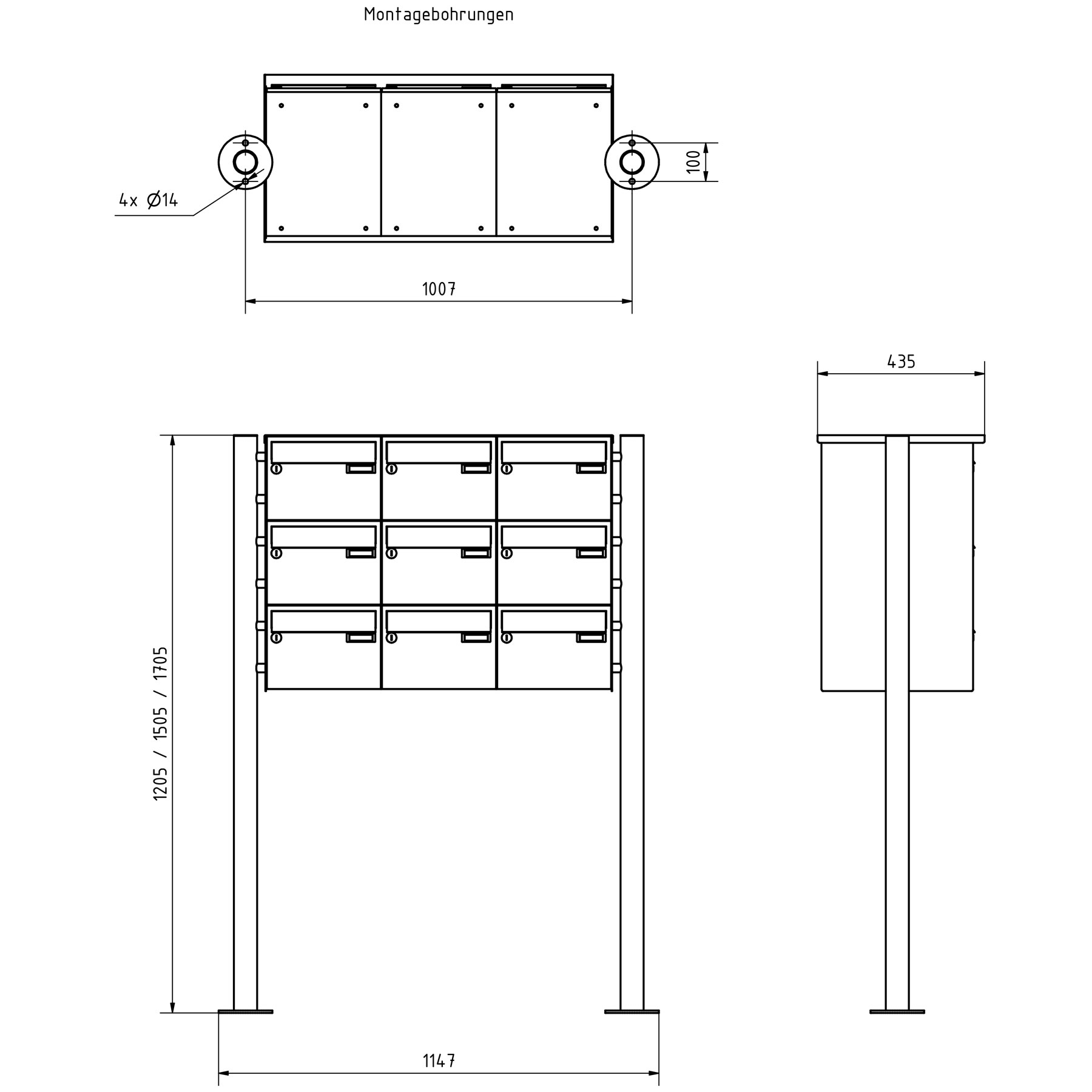 9-post brievenbus van roestvrij staal Design BASIC Plus 385 220 X ST R - roestvrij staal V2A 9-post brievenbus van roestvrij staal Design BASIC Plus 385 220 X ST R - roestvrij staal V2A