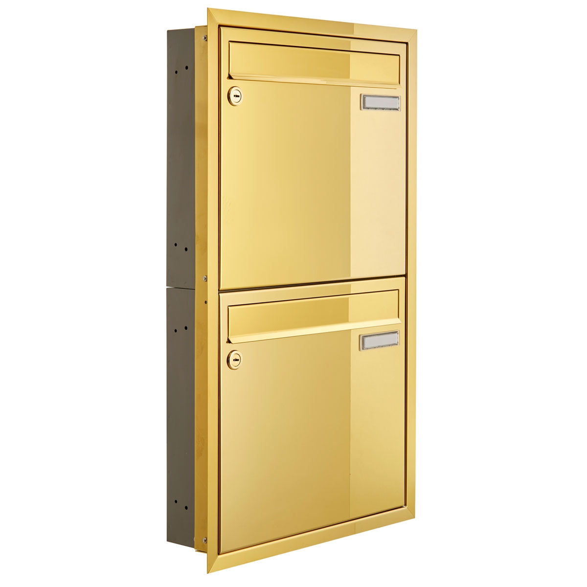 2er 1x2 Unterputz Briefkastenanlage CLASSIC 534C - Titanmessing ähnl. Gold - 2 Partei