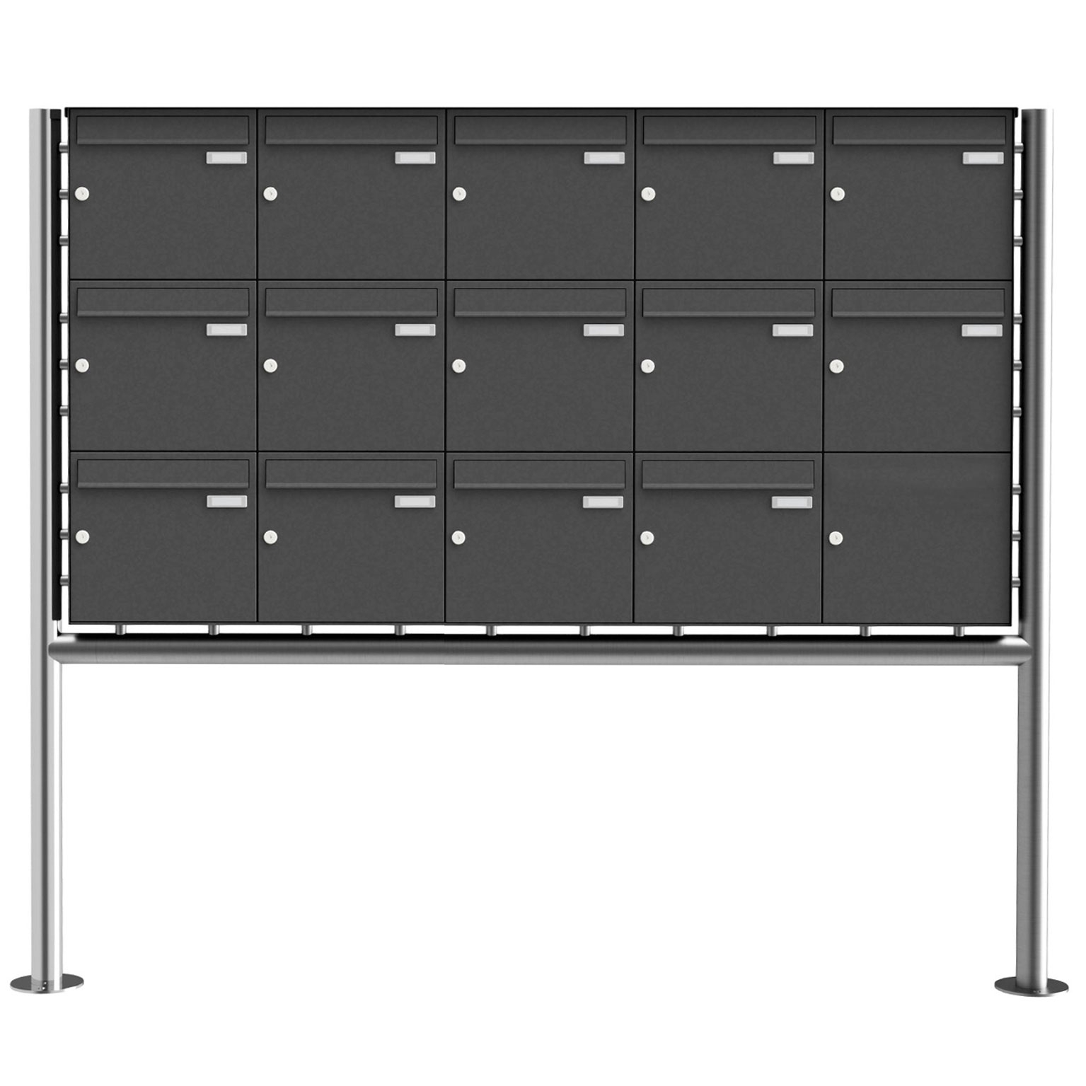 14er 3x5 Edelstahl Standbriefkasten Design BASIC Plus 381X ST-R - RAL nach Wahl