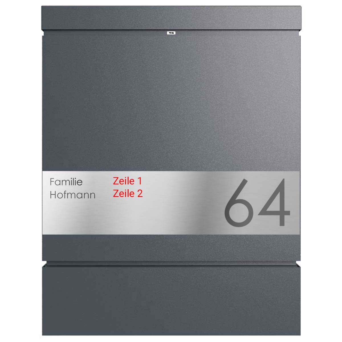 BRENTANO® ST-BP designer free-standing letterbox with newspaper compartment - Elegance 2 design - RAL 7016 anthracite grey