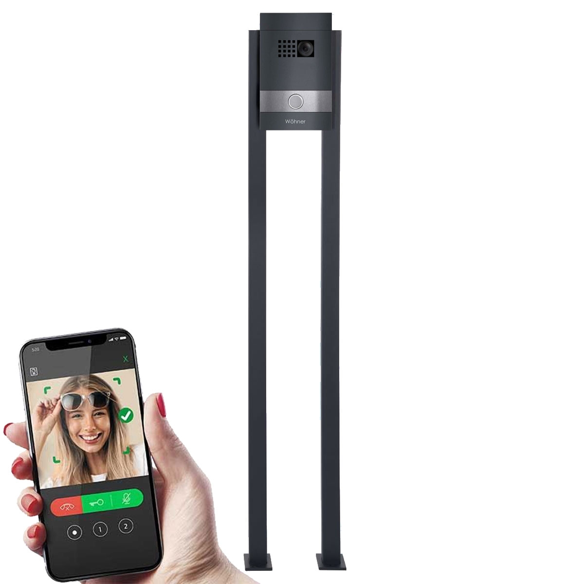 Video Türstation freistehend DIVISION 530S ST-Q - RAL Farbe mit Edelstahlapplikation - Comelit Ultra VIDEO Komplettset Wifi