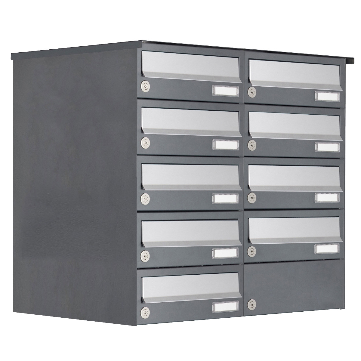 9 5x2 surface-mounted letterbox system Design BASIC 385A AP - stainless steel RAL 7016 anthracite