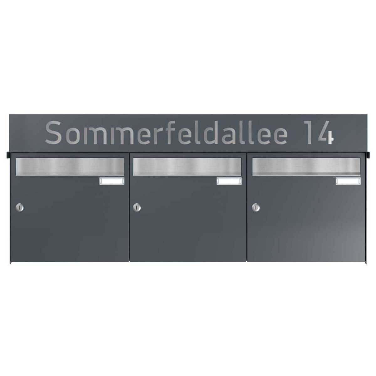 3er 3x1 sistema de buzones de superficie BASIC - Edición NELLY - BI-Color VA-RAL 7016 gris antracita