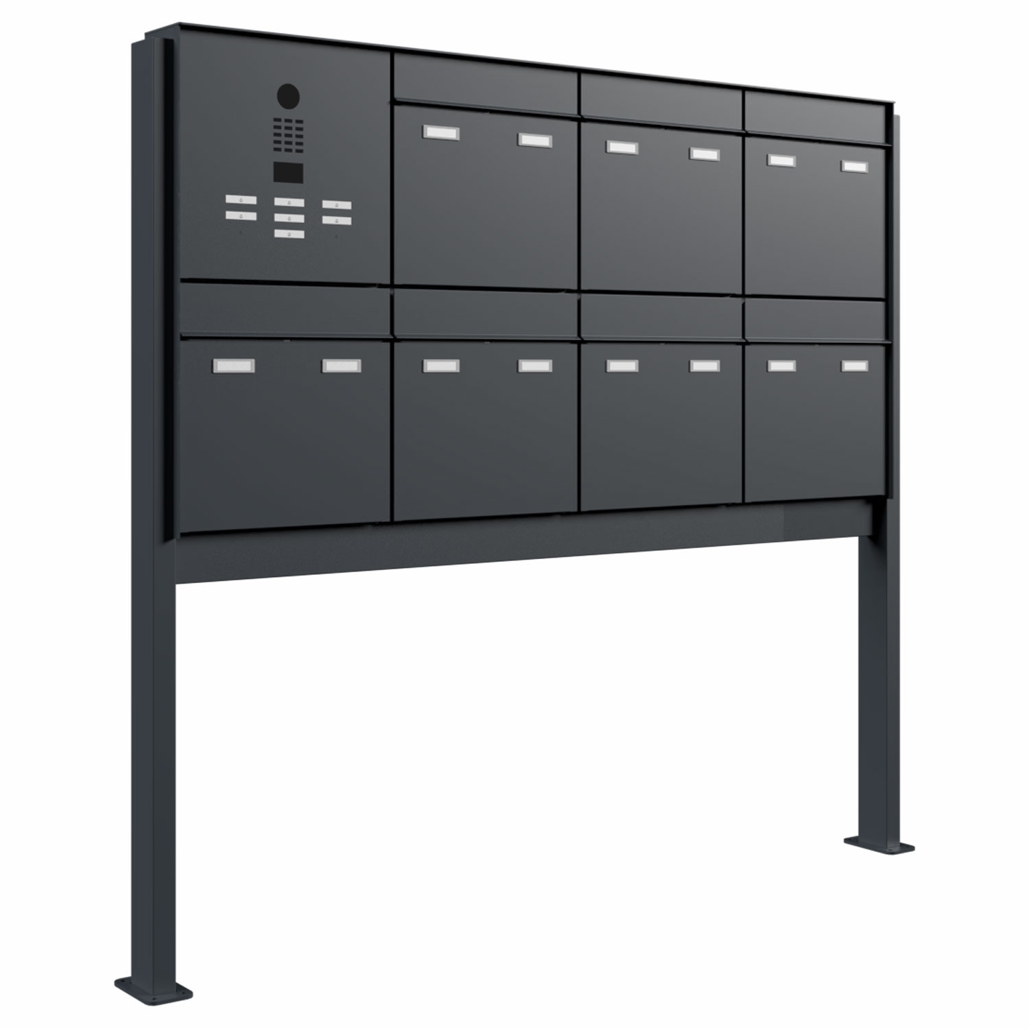 7-delige design brievenbuszuil GOETHE ST-Q links met DoorBird video intercom - RAL naar keuze