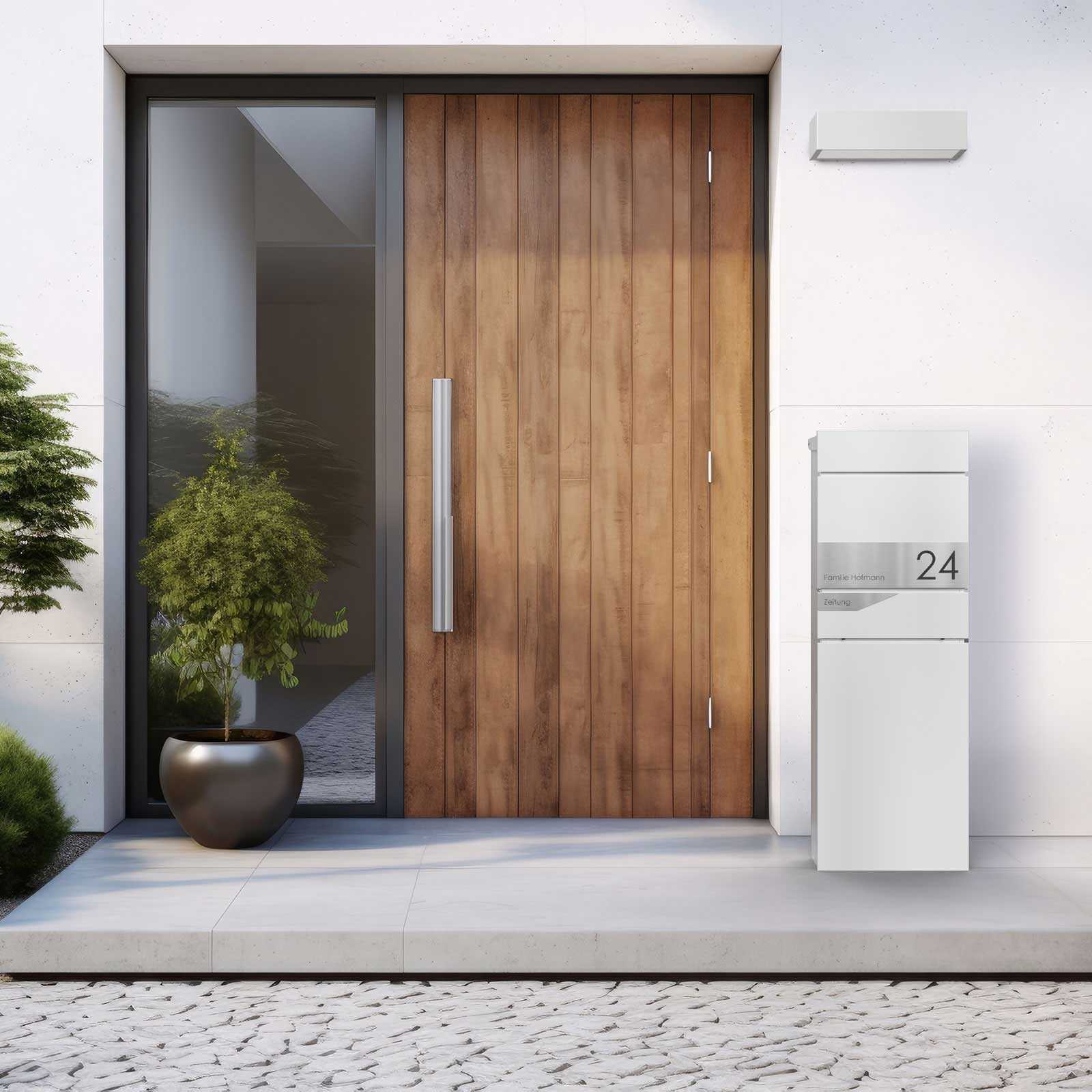 Standbriefkasten LESSING Edition mit Zeitungsfach - Design Elegance 1 - RAL 9016 verkehrsweiß Standbriefkasten LESSING Edition mit Zeitungsfach - Design Elegance 1 - RAL 9016 verkehrsweiß