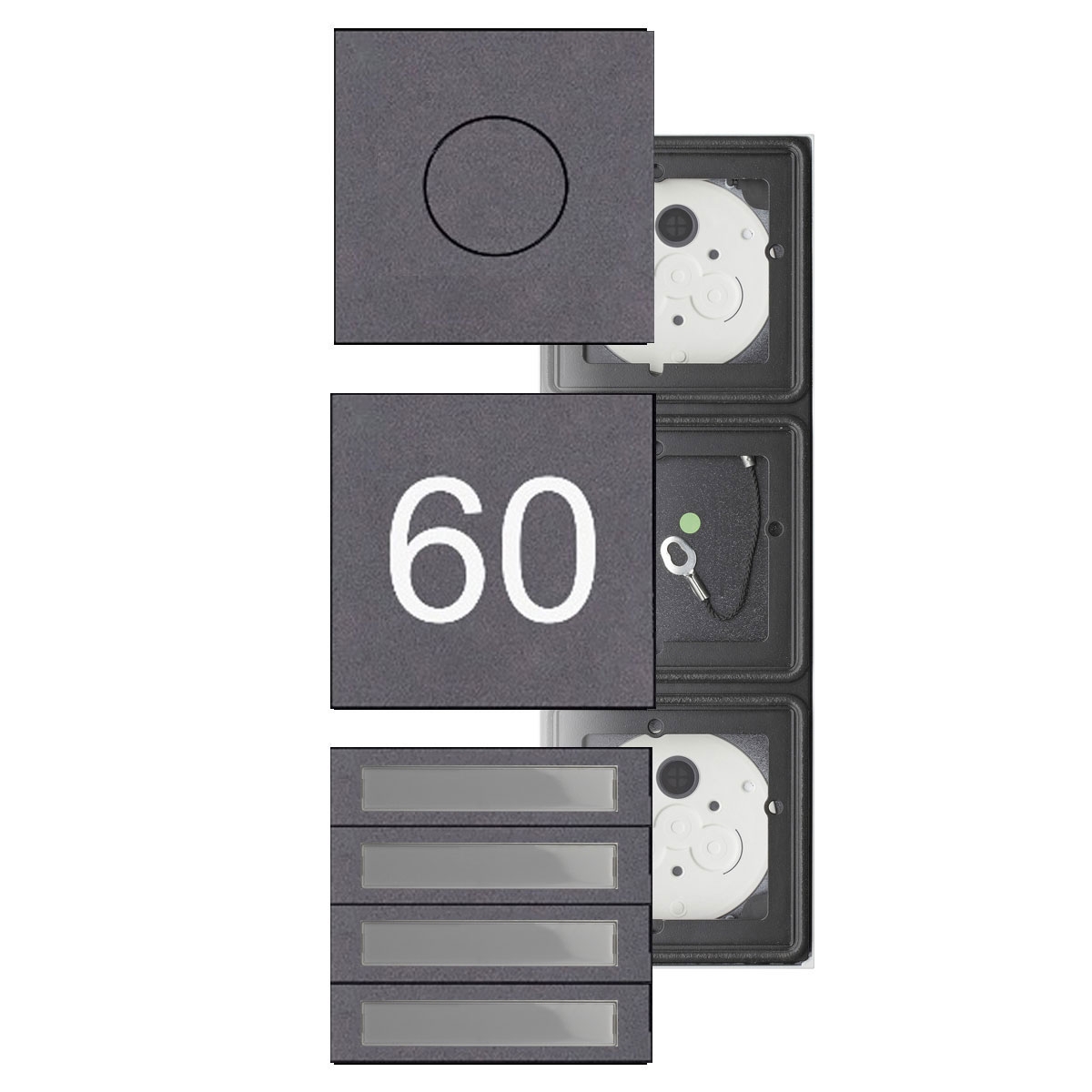 Set of 3 GIRA System 106 - Stainless steel V2A, powder-coated RAL of your choice - Intercom system with 4x bell push-buttons