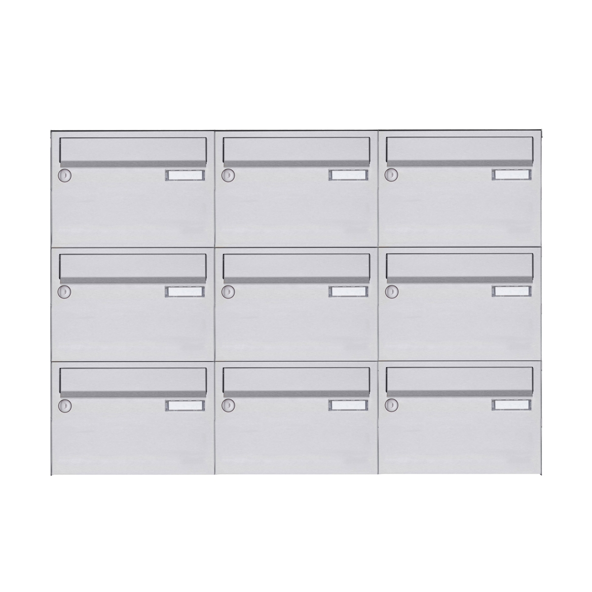 9er Edelstahl Aufputz Briefkastenanlage Design BASIC 385 A 220 - Edelstahl V2A geschliffen