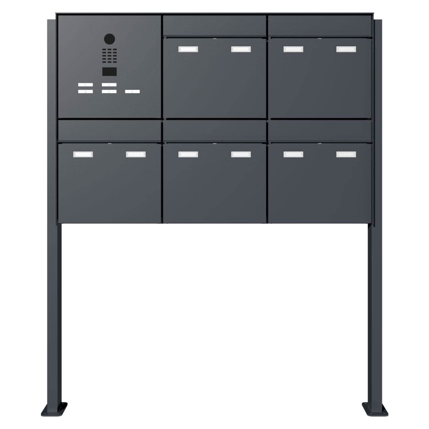 5 boîtes aux lettres design GOETHE ST-Q sur le côté gauche avec vidéophone DoorBird - RAL au choix