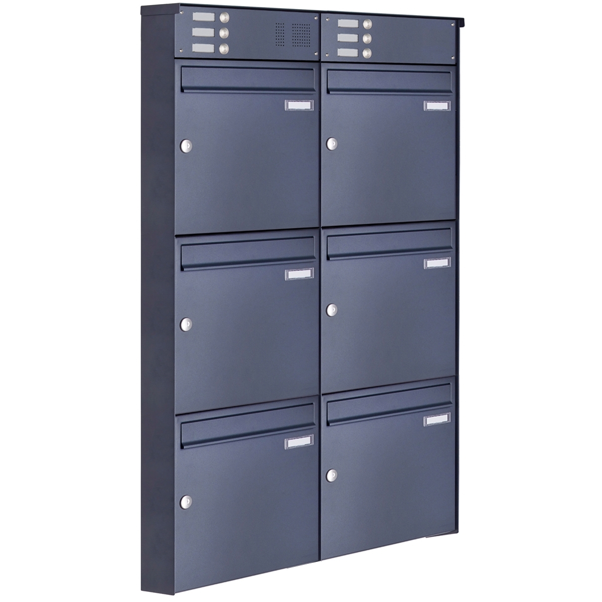 6-piece stainless steel surface-mounted letterbox design BASIC Plus 382XA AP with bell box - RAL of your choice