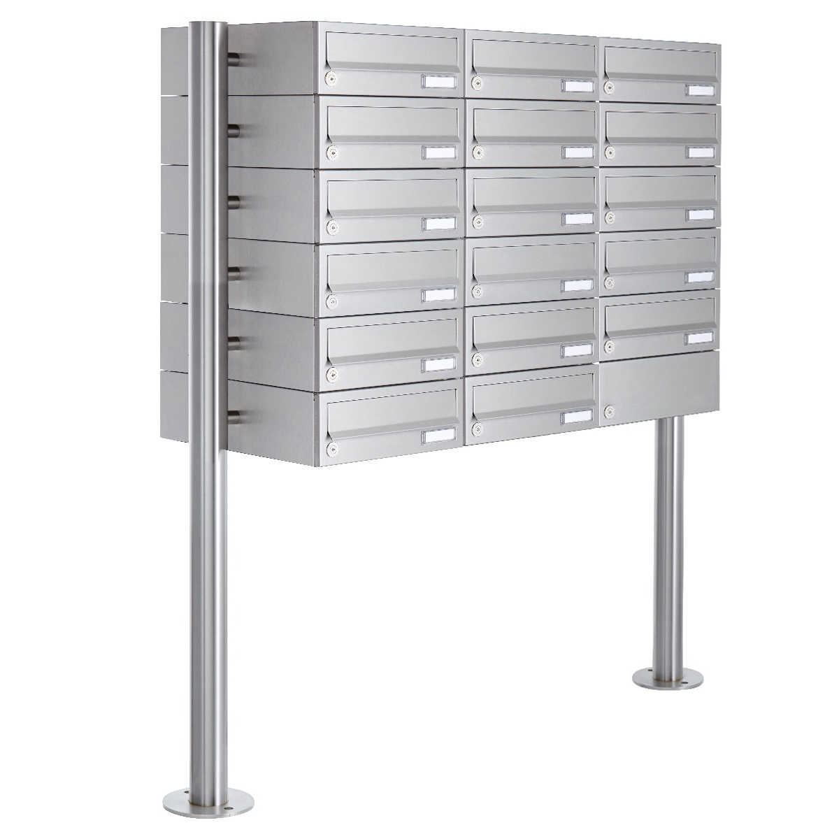 20er Briefkastenanlage freistehend Design BASIC 385-VA ST-R - Edelstahl V2A, geschliffen