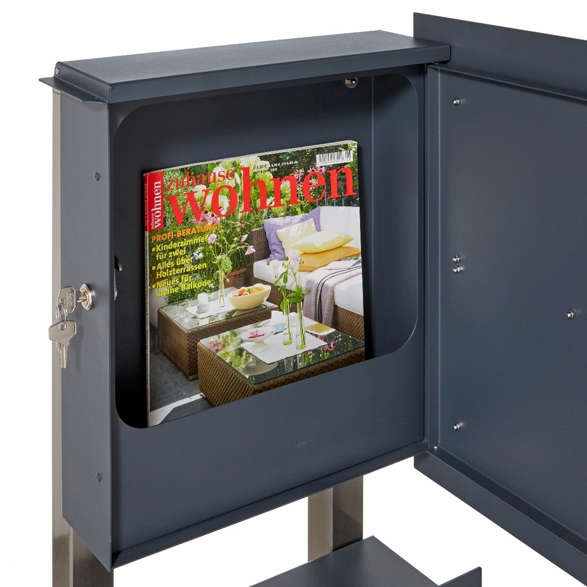 Design staande brievenbus SCHILLER MEDIUM VARS - RAL-kleur met roestvast stalen toepassing Design staande brievenbus SCHILLER MEDIUM VARS - RAL-kleur met roestvast stalen toepassing