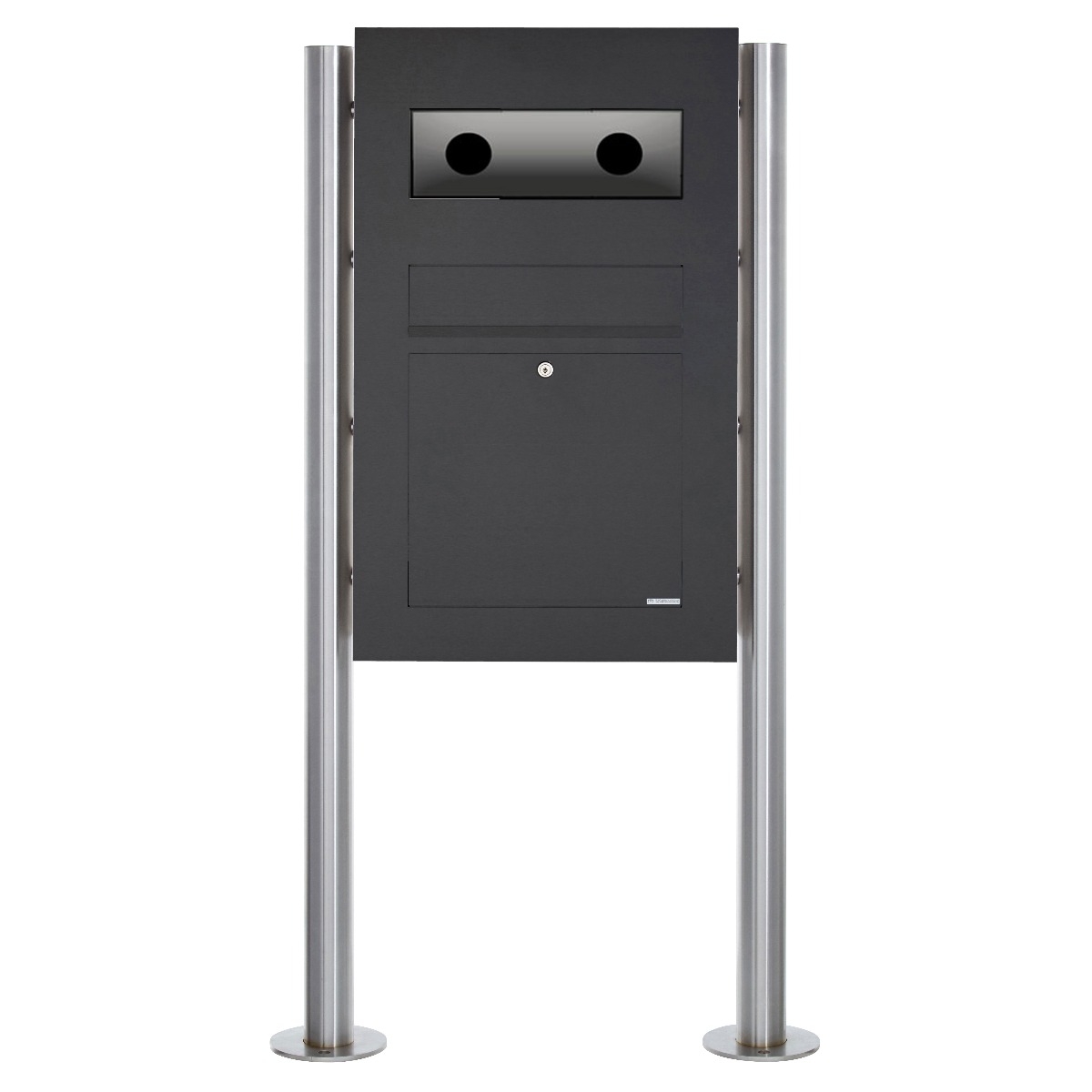 Cassetta per le lettere autoportante in acciaio inox Designer BIG - RAL a scelta - Sistema GIRA 106 - predisposta per 3 ingressi Cassetta per le lettere autoportante in acciaio inox Designer BIG - RAL a scelta - Sistema GIRA 106 - predisposta per 3 ingressi