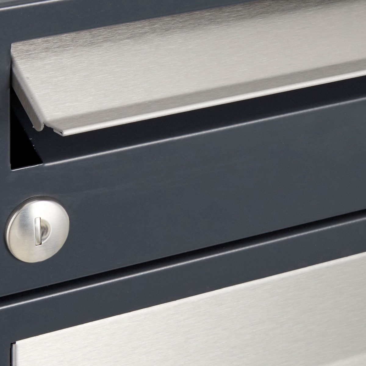 6er Briefkastenanlage freistehend Design BASIC 385-7016 ST-R - Edelstahl-RAL 7016 anthrazitgrau