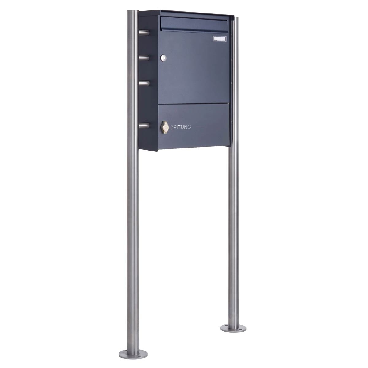Pedestal letterbox Design BASIC Plus 381X ST-R with closed newspaper compartment - RAL of your choice Pedestal letterbox Design BASIC Plus 381X ST-R with closed newspaper compartment - RAL of your choice