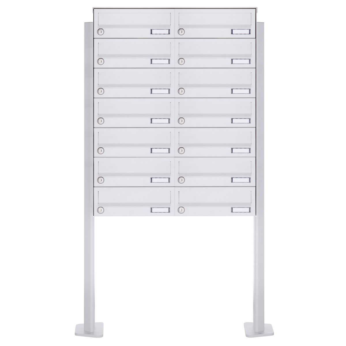 14er 7x2 Standbriefkasten Design BASIC 385P-9016 ST-T - RAL 9016 verkehrsweiß