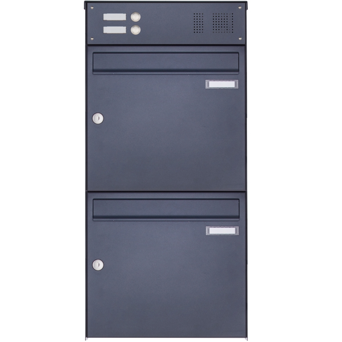 2-piece stainless steel surface-mounted letterbox design BASIC Plus 382XA AP with bell box - RAL of your choice 2-piece stainless steel surface-mounted letterbox design BASIC Plus 382XA AP with bell box - RAL of your choice