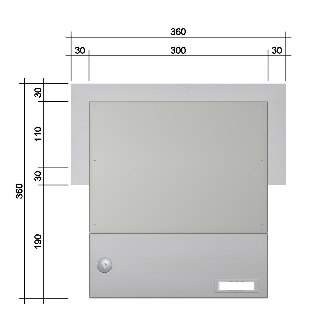 Wall conduct letterbox BASIC 622 - stainless steel V2A polished - 1 party Wall conduct letterbox BASIC 622 - stainless steel V2A polished - 1 party