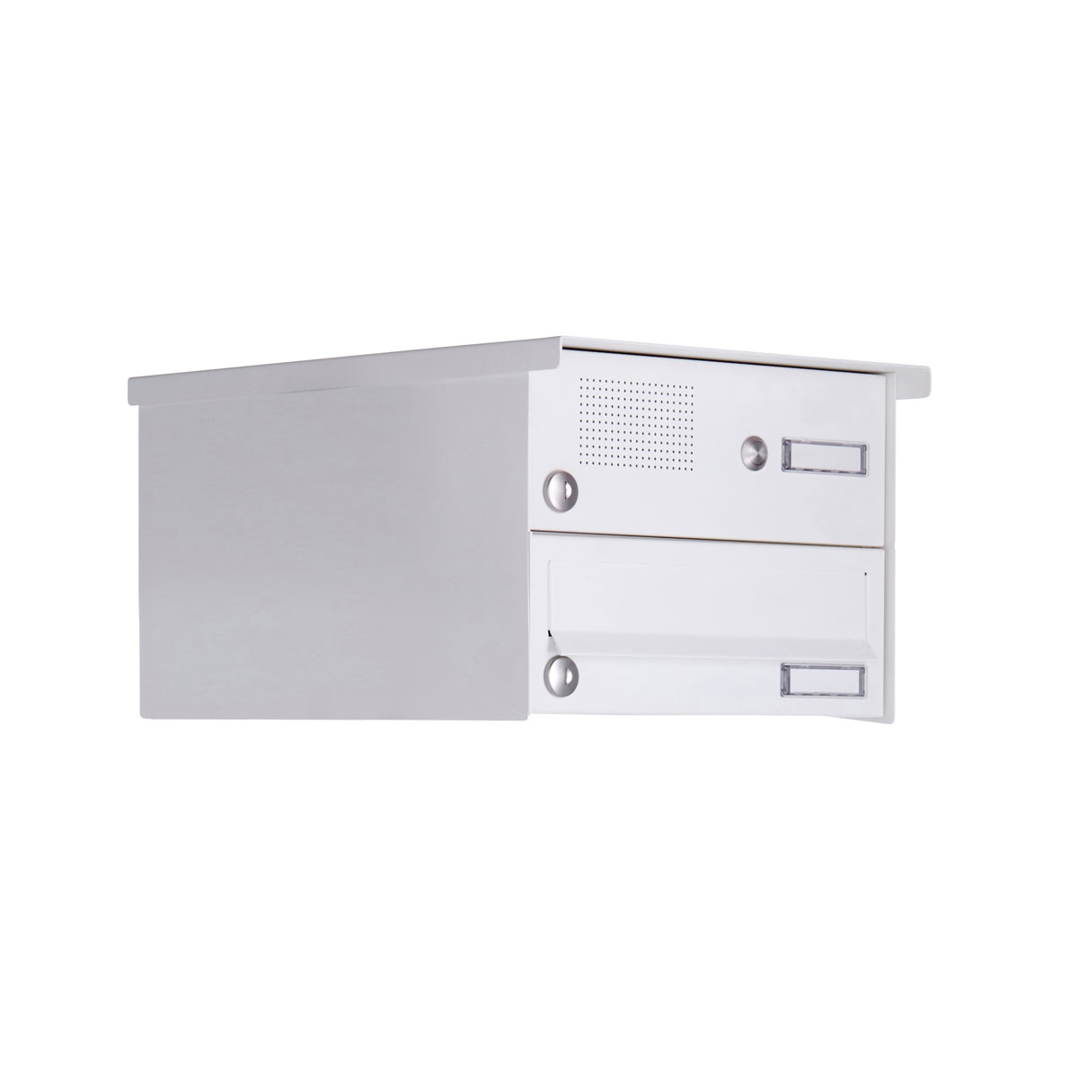 1er Aufputz Briefkastenanlage Design BASIC 385A-9016 AP mit Klingelkasten - RAL 9016 verkehrsweiß 1er Aufputz Briefkastenanlage Design BASIC 385A-9016 AP mit Klingelkasten - RAL 9016 verkehrsweiß