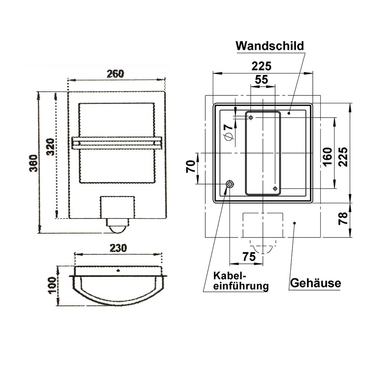a74b38ff241849f667b0fd6c41307475fb90fa0e PREMIUM wall light with motion detector 260x355 powder-coated