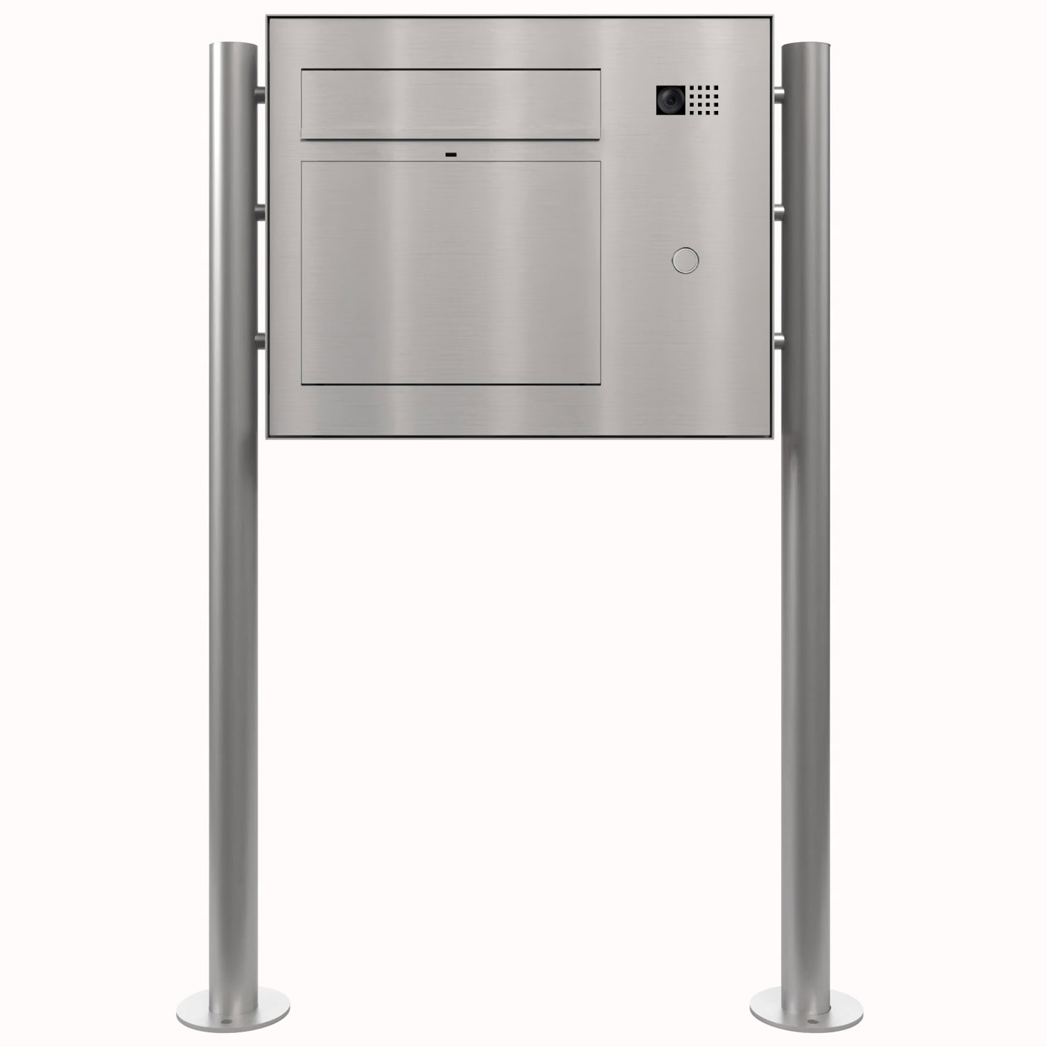 Design Standbriefkasten GRIMM - Edelstahl geschliffen mit COMELIT Ultra - VIDEO Set rechts