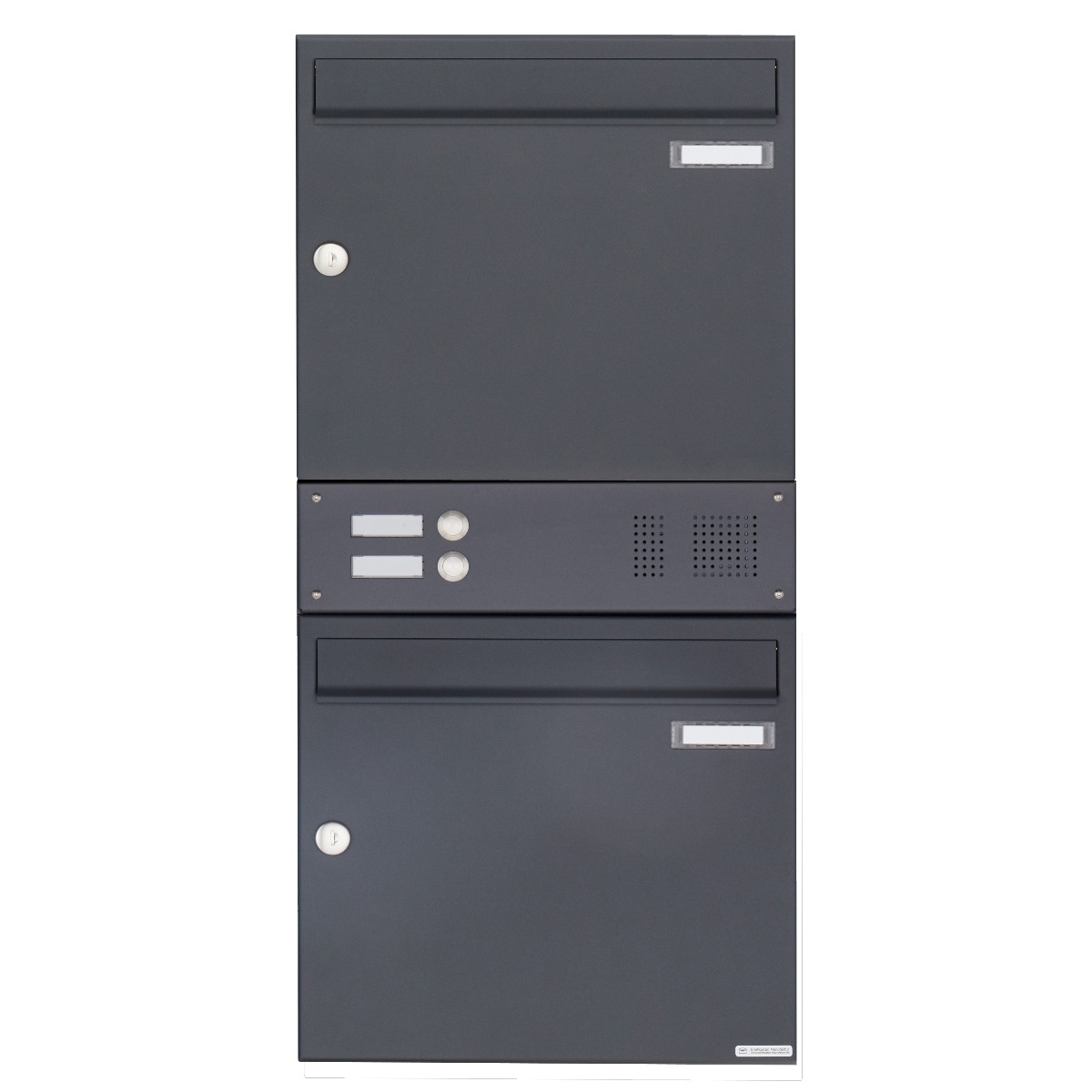 2er Aufputz Briefkasten Design BASIC 382A AP mit Klingelkasten - RAL 7016 anthrazitgrau