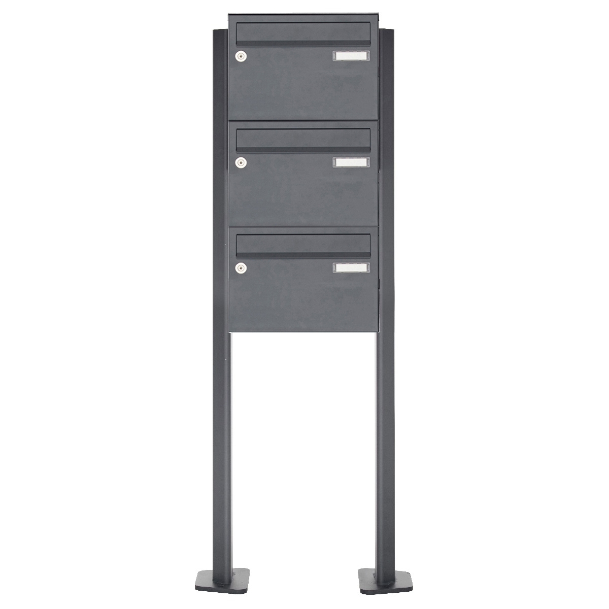3-post stainless steel letterbox system freestanding Design BASIC Plus 385XP ST-T - RAL of your choice 3-post stainless steel letterbox system freestanding Design BASIC Plus 385XP ST-T - RAL of your choice