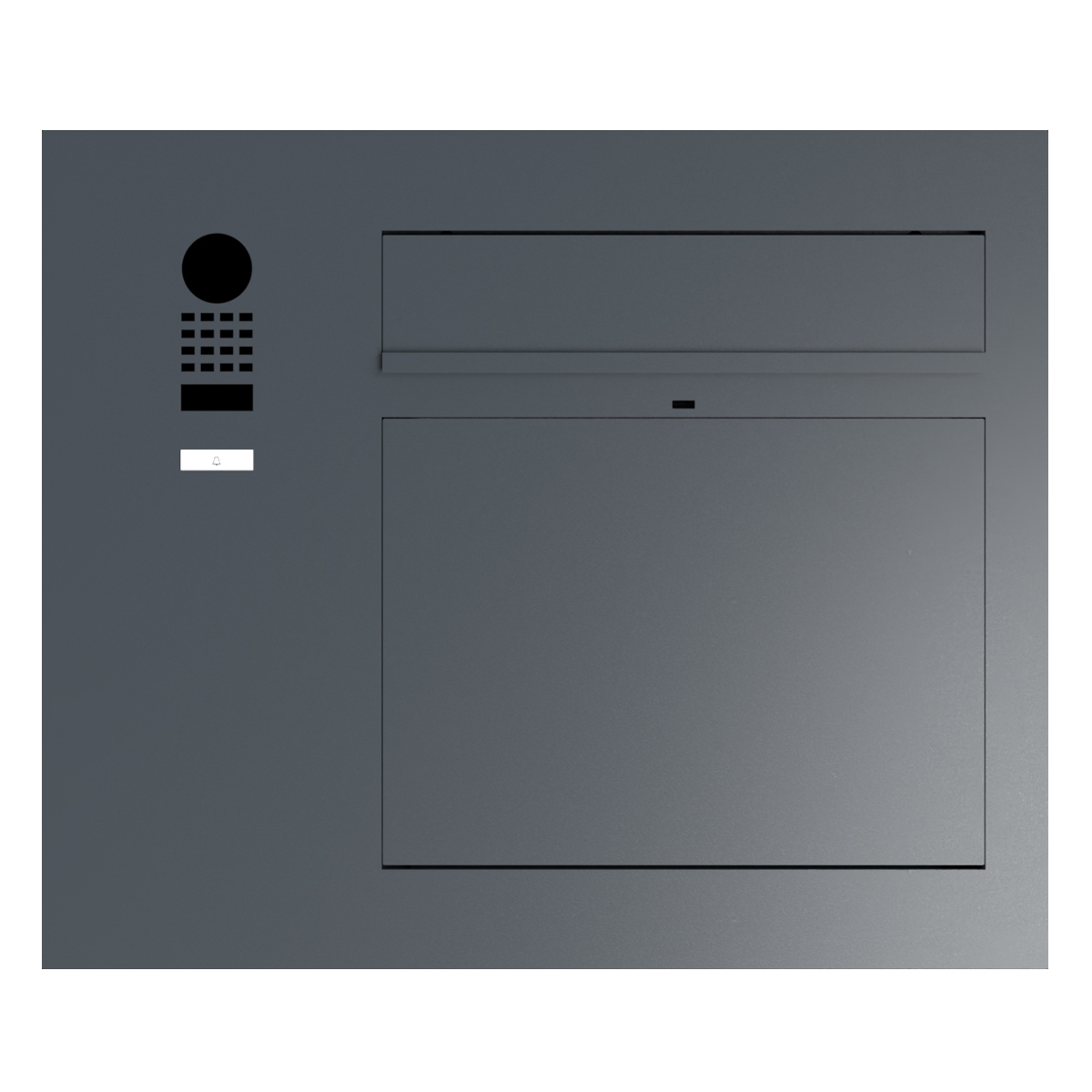 Design flush-mounted letterbox GRIMM - colour of your choice with DoorBird video intercom left