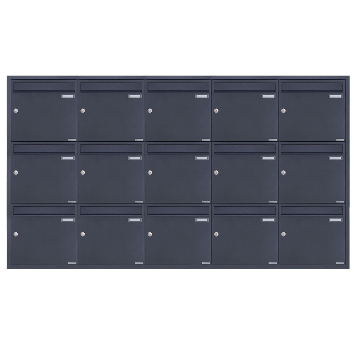 15er 5x3 Edelstahl Unterputz Briefkastenanlage BASIC Plus 382XU UP - RAL nach Wahl - 15 Parteien