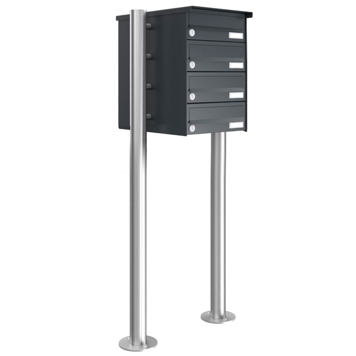 Ensemble de 4 boîtes aux lettres autoportantes Design BASIC 385-7016 ST-R - RAL 7016 gris anthracite
