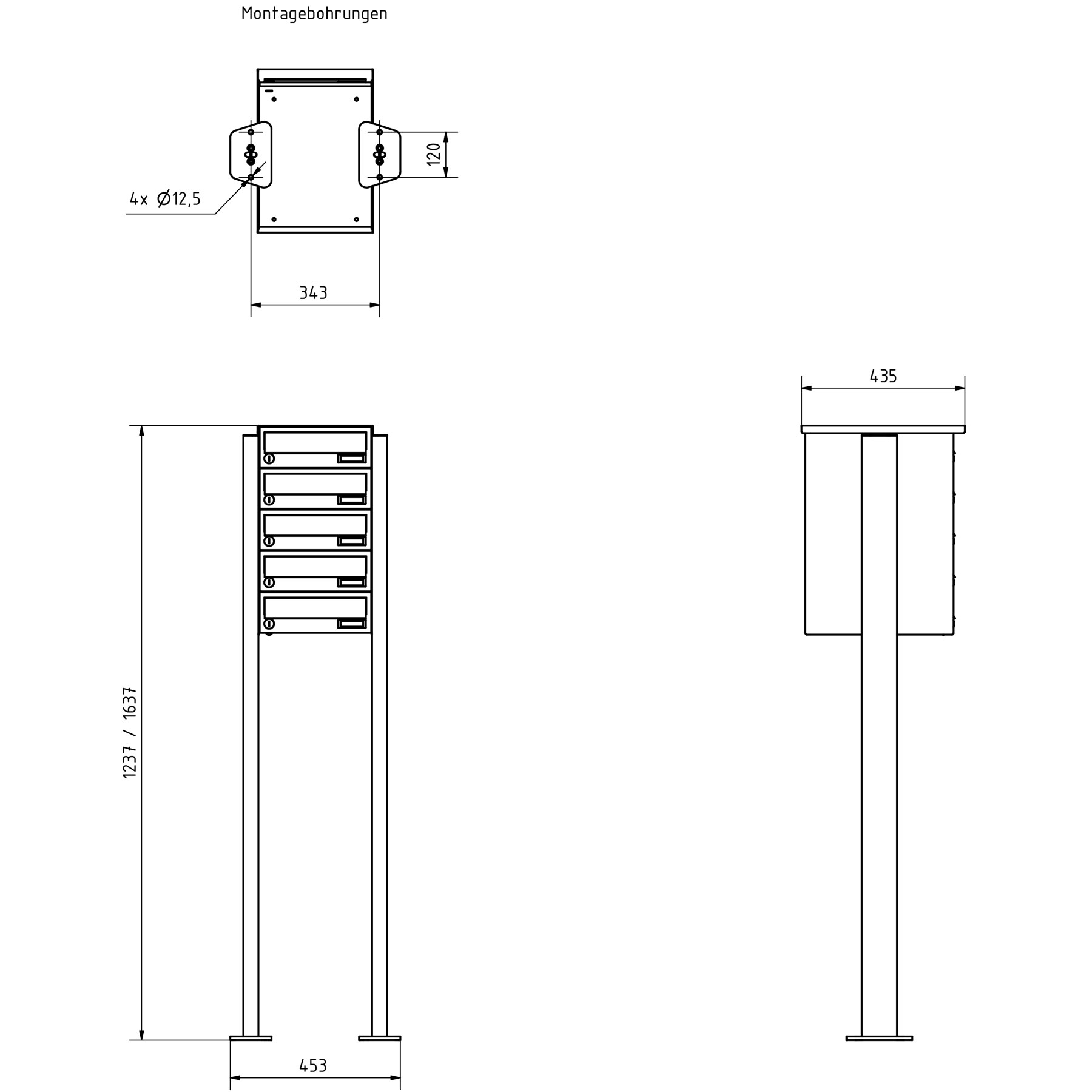 5er Standbriefkasten Design BASIC 385P-9016 ST-T - RAL 9016 verkehrsweiß 5er Standbriefkasten Design BASIC 385P-9016 ST-T - RAL 9016 verkehrsweiß