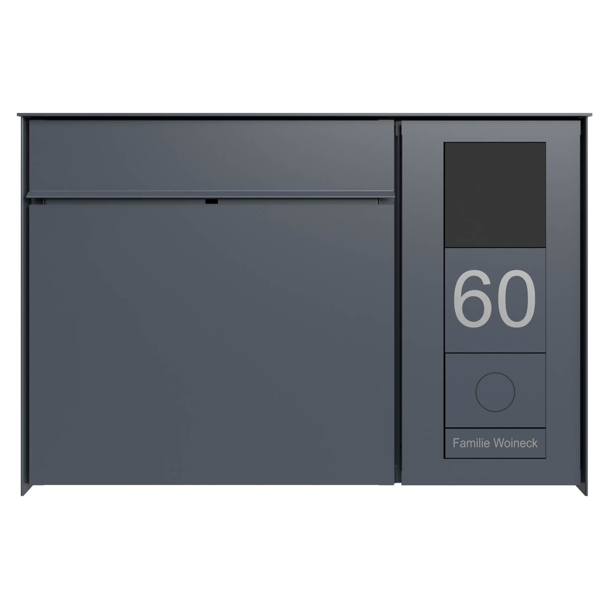 Design surface-mounted letterbox GOETHE AP - RAL of your choice - GIRA System 106 lateral - VIDEO complete set Design surface-mounted letterbox GOETHE AP - RAL of your choice - GIRA System 106 lateral - VIDEO complete set
