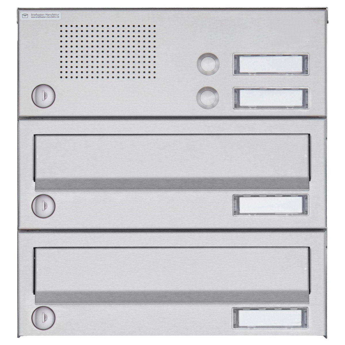 2er Aufputz Briefkastenanlage Design BASIC 385A-VA AP mit Klingelkasten - Edelstahl V2A, geschliffen 2er Aufputz Briefkastenanlage Design BASIC 385A-VA AP mit Klingelkasten - Edelstahl V2A, geschliffen