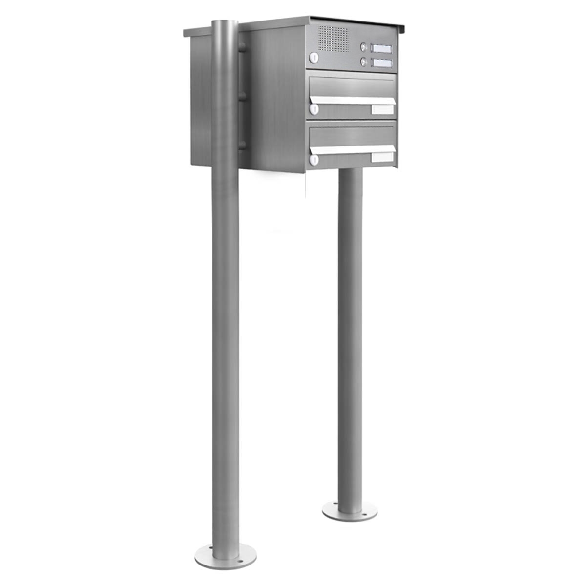 Cassetta per le lettere a 2 colonne BASIC 385-VA ST-R con cassetta per campanelli - acciaio inox V2A lucido