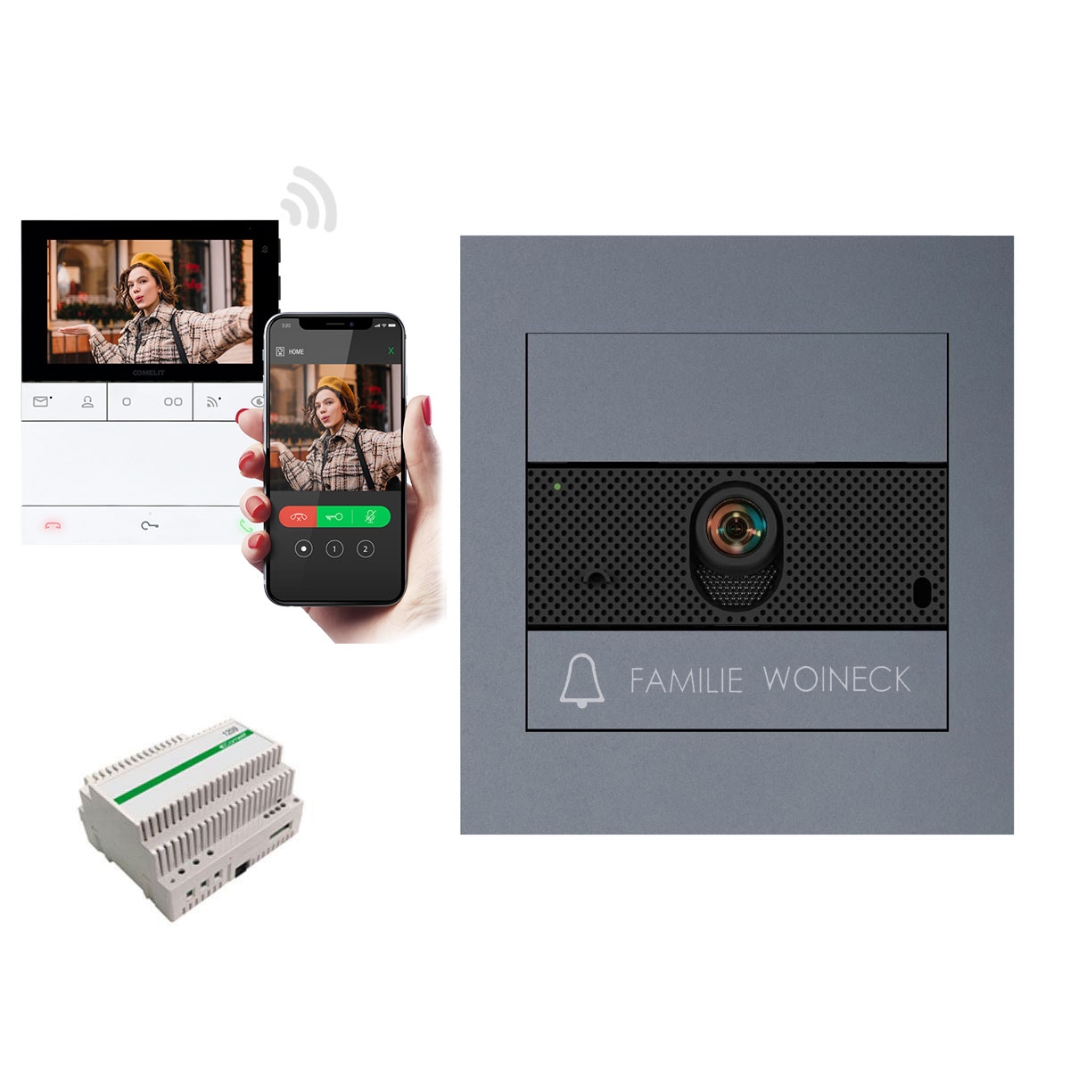 Ultra flush-mounted video door station incl. 1210A power supply unit & LS8741 Wifi home station - complete set - RAL of your choice Ultra flush-mounted video door station incl. 1210A power supply unit & LS8741 Wifi home station - complete set - RAL of your choice
