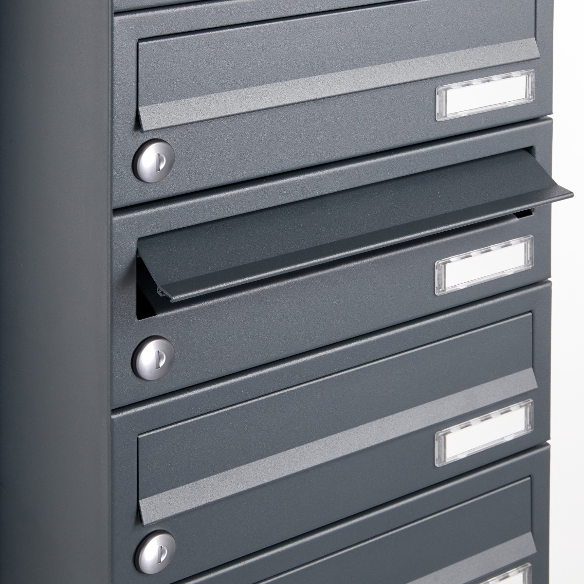 5er Edelstahl Briefkastenanlage Design BASIC Plus 385XW zur seitlichen Wandmontage - RAL nach Wahl