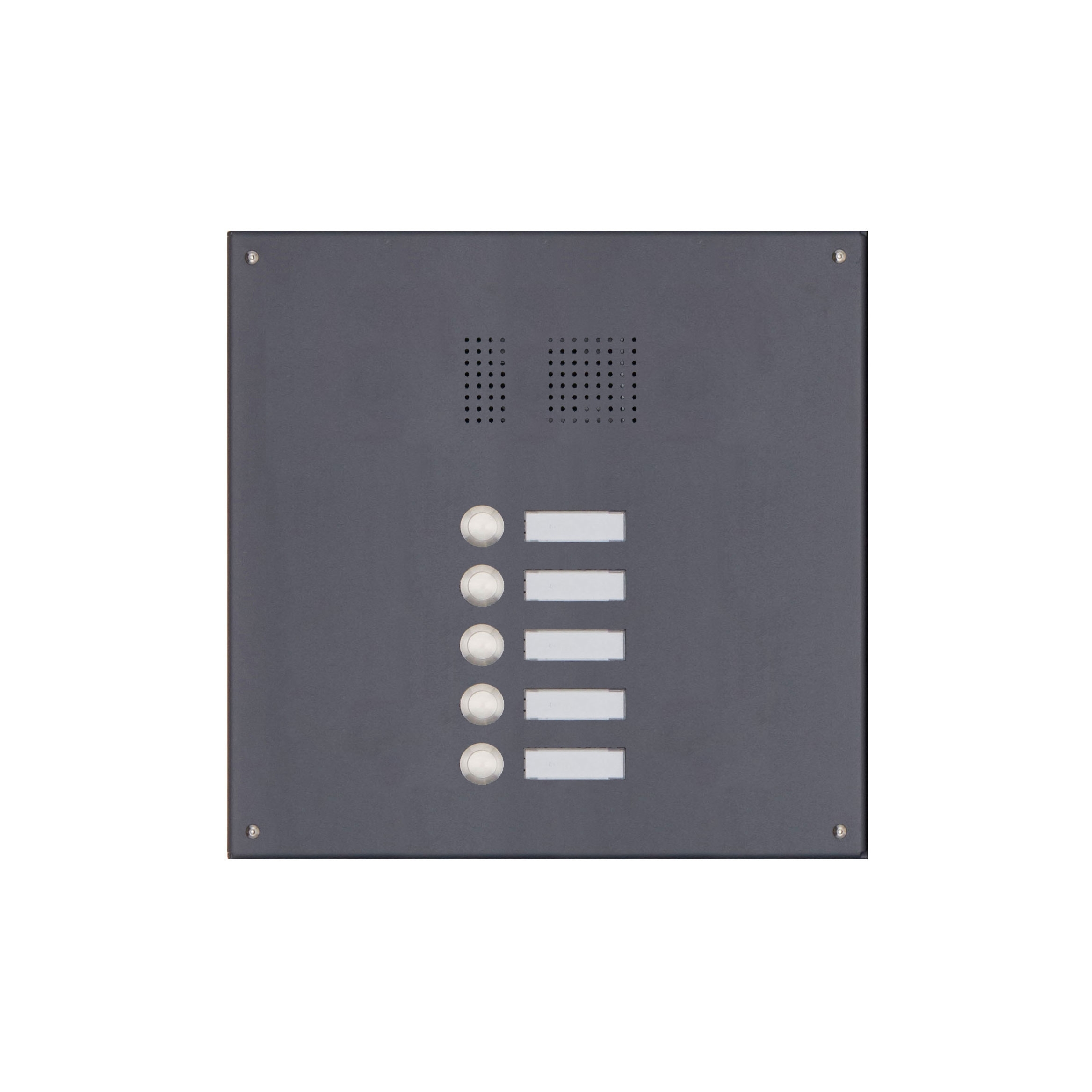 Edelstahl-Blende 355x330 für 5 Partei mit Sprechlochung, RAL 7016 feinstruktur matt Edelstahl-Blende 355x330 für 5 Partei mit Sprechlochung, RAL 7016 feinstruktur matt