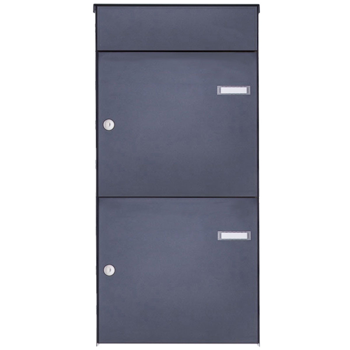 2 x 1 stainless steel fence letterbox BASIC Plus 382XZ with bell box - RAL of your choice - removal from the rear