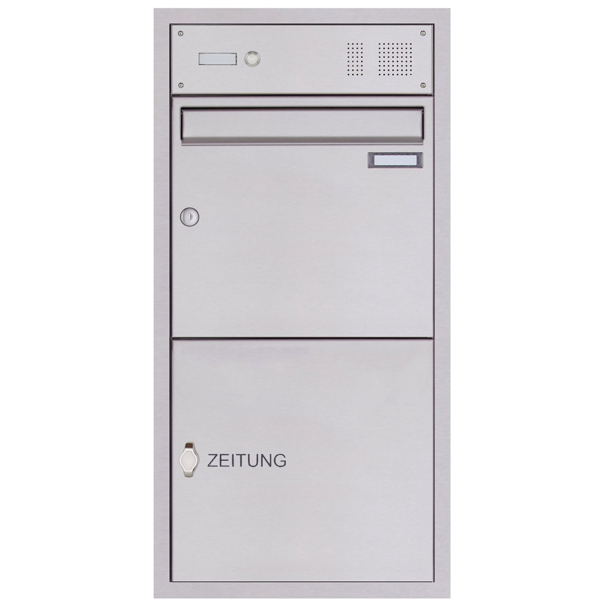 Edelstahl Unterputzbriefkasten BASIC Plus 382XU UP mit Klingelkasten & Zeitungsfach Edelstahl Unterputzbriefkasten BASIC Plus 382XU UP mit Klingelkasten & Zeitungsfach