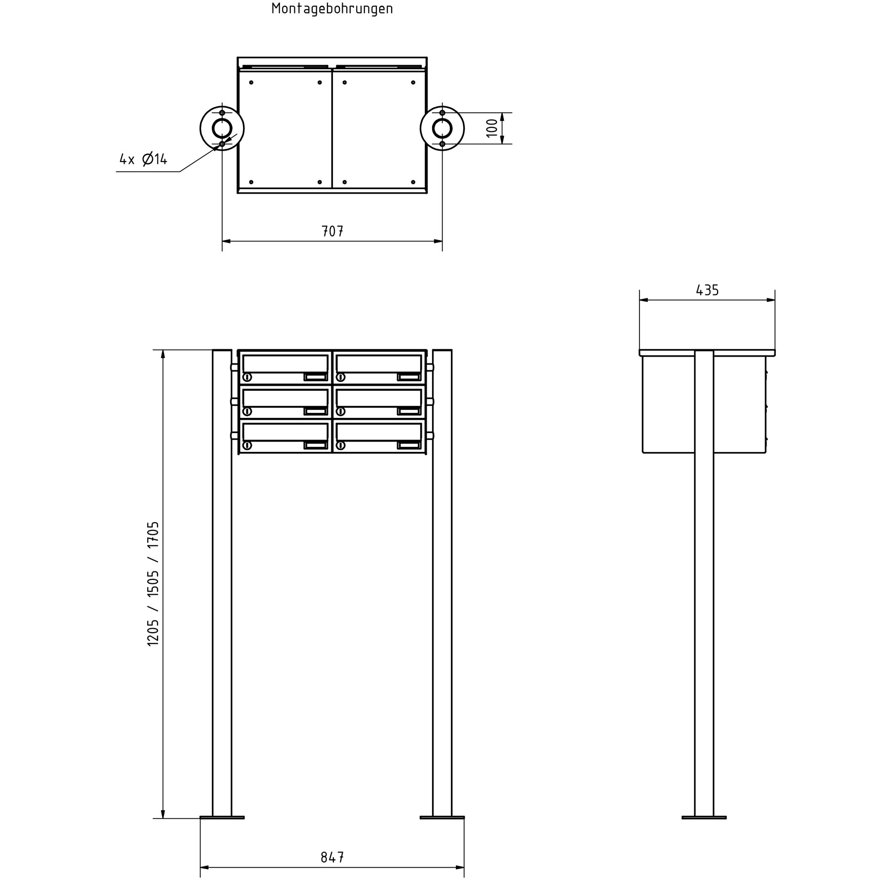 6er 2x3 Edelstahl Briefkastenanlage freistehend Design BASIC Plus 385X ST-R - RAL nach Wahl 6er 2x3 Edelstahl Briefkastenanlage freistehend Design BASIC Plus 385X ST-R - RAL nach Wahl