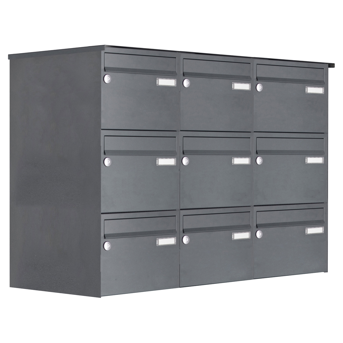 9er Edelstahl Aufputz Briefkastenanlage Design BASIC Plus 385 XA 220 - RAL nach Wahl