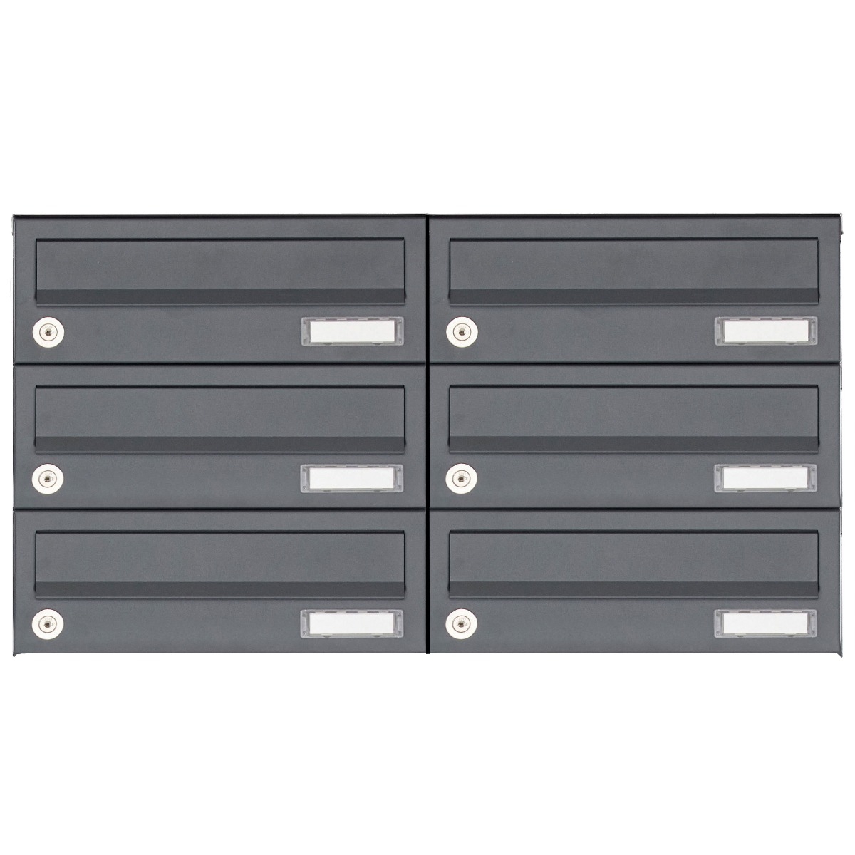 6er 3x2 surface-mounted letterbox system Design BASIC 385A-7016 AP - RAL 7016 anthracite grey 6er 3x2 surface-mounted letterbox system Design BASIC 385A-7016 AP - RAL 7016 anthracite grey