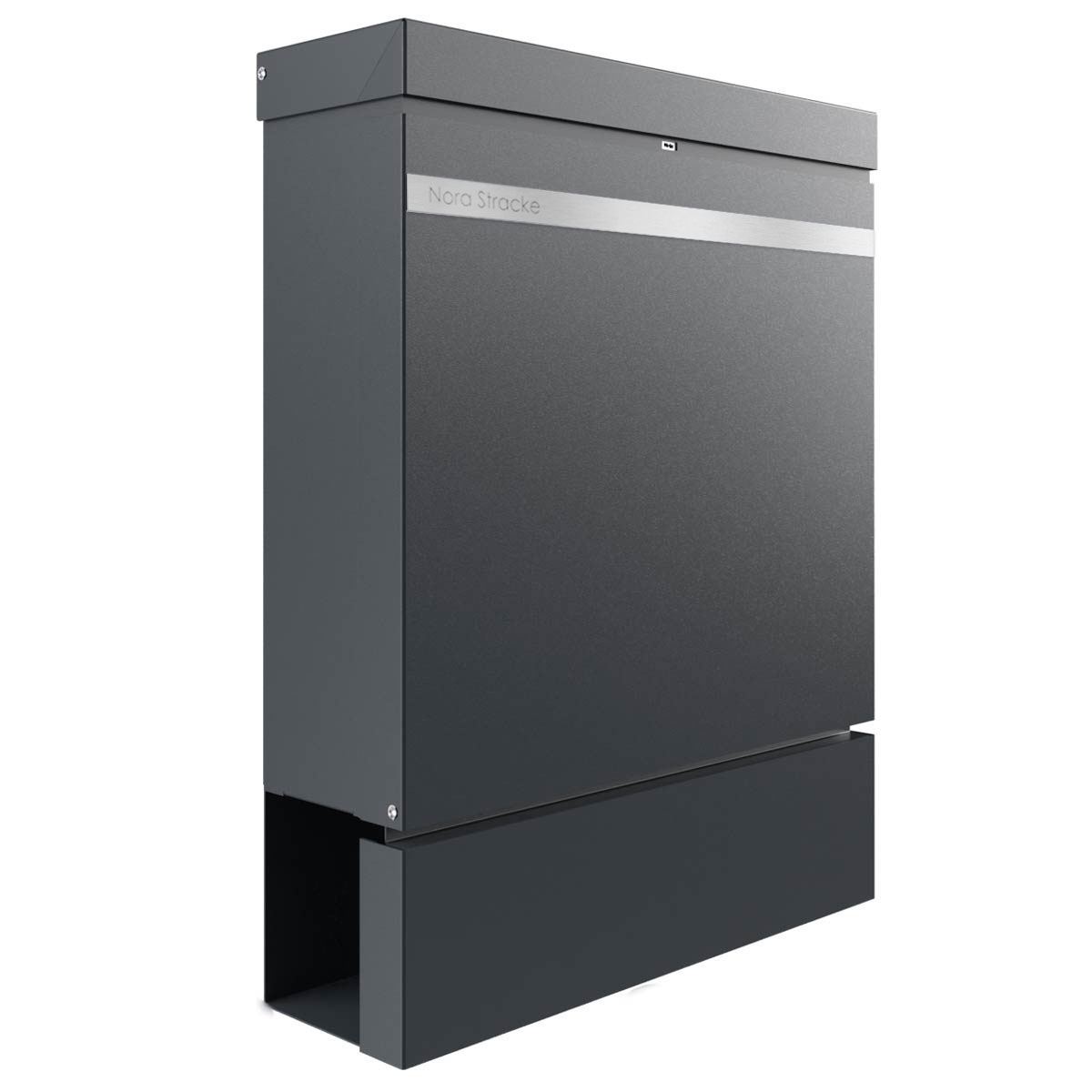 90a1d55674e7f9aa8a398e8cd262b082561e3c23 Briefkasten BRENTANO® mit Zeitungsfach - Design Elegance 3 - RAL 7016 anthrazitgrau