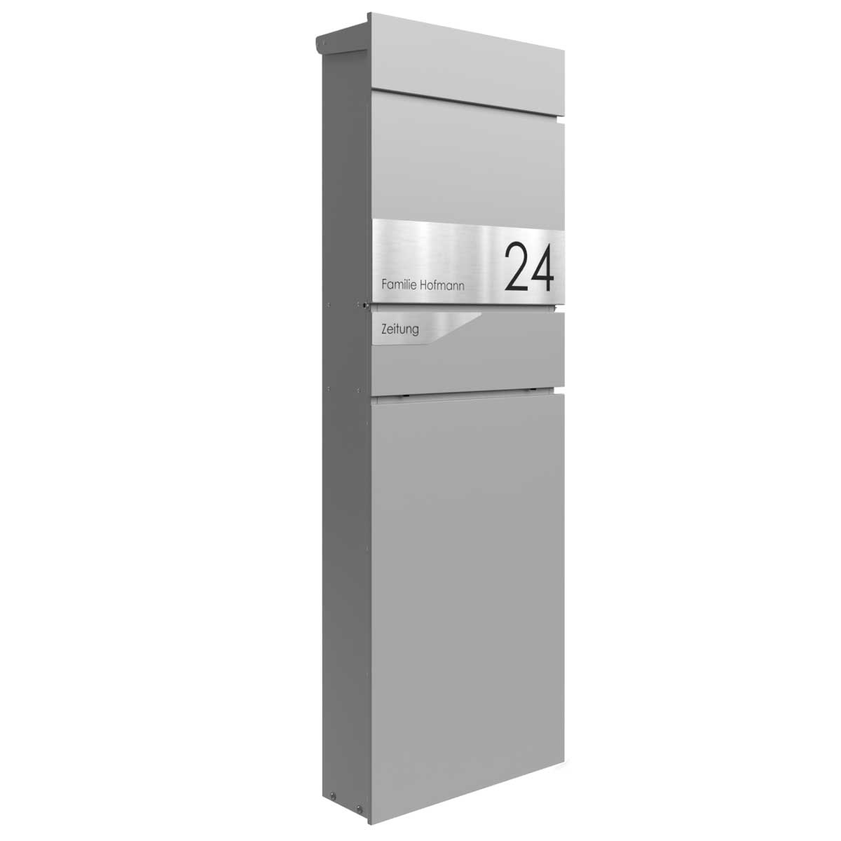 Standbriefkasten LESSING Edition mit Zeitungsfach - Design Elegance 1 - RAL 9007 graualuminium Standbriefkasten LESSING Edition mit Zeitungsfach - Design Elegance 1 - RAL 9007 graualuminium