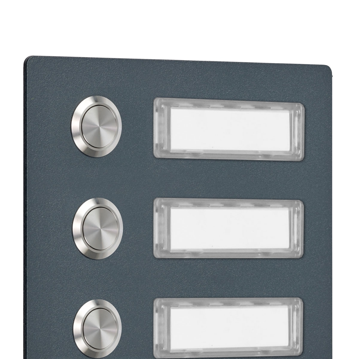 185c68fd014107a7b6ef5b9ec6a759915bbf59f1 Edelstahl Klingelplatte 150x85 BASIC 421 pulverbeschichtet mit Namensschild - 2 Parteien