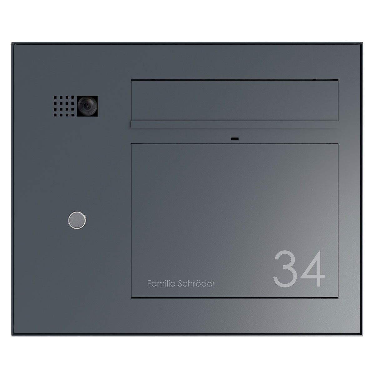 Design Aufputz Briefkasten GRIMM - Farbe nach Wahl mit COMELIT Ultra - VIDEO Set links