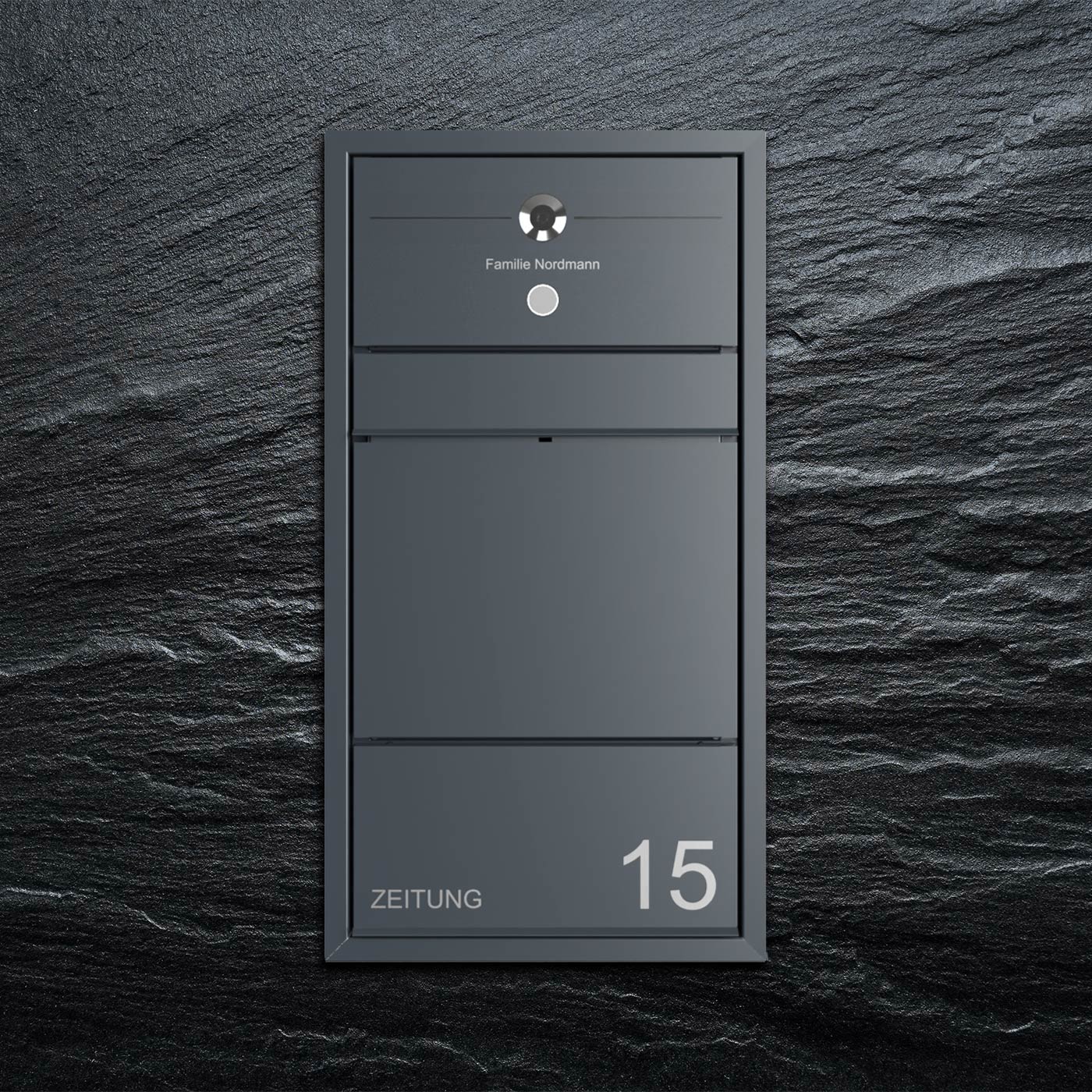 Design flush-mounted letterbox GOETHE UP with newspaper compartment - RAL of your choice - COMELIT Switch - VIDEO complete set Wifi Design flush-mounted letterbox GOETHE UP with newspaper compartment - RAL of your choice - COMELIT Switch - VIDEO complete set Wifi