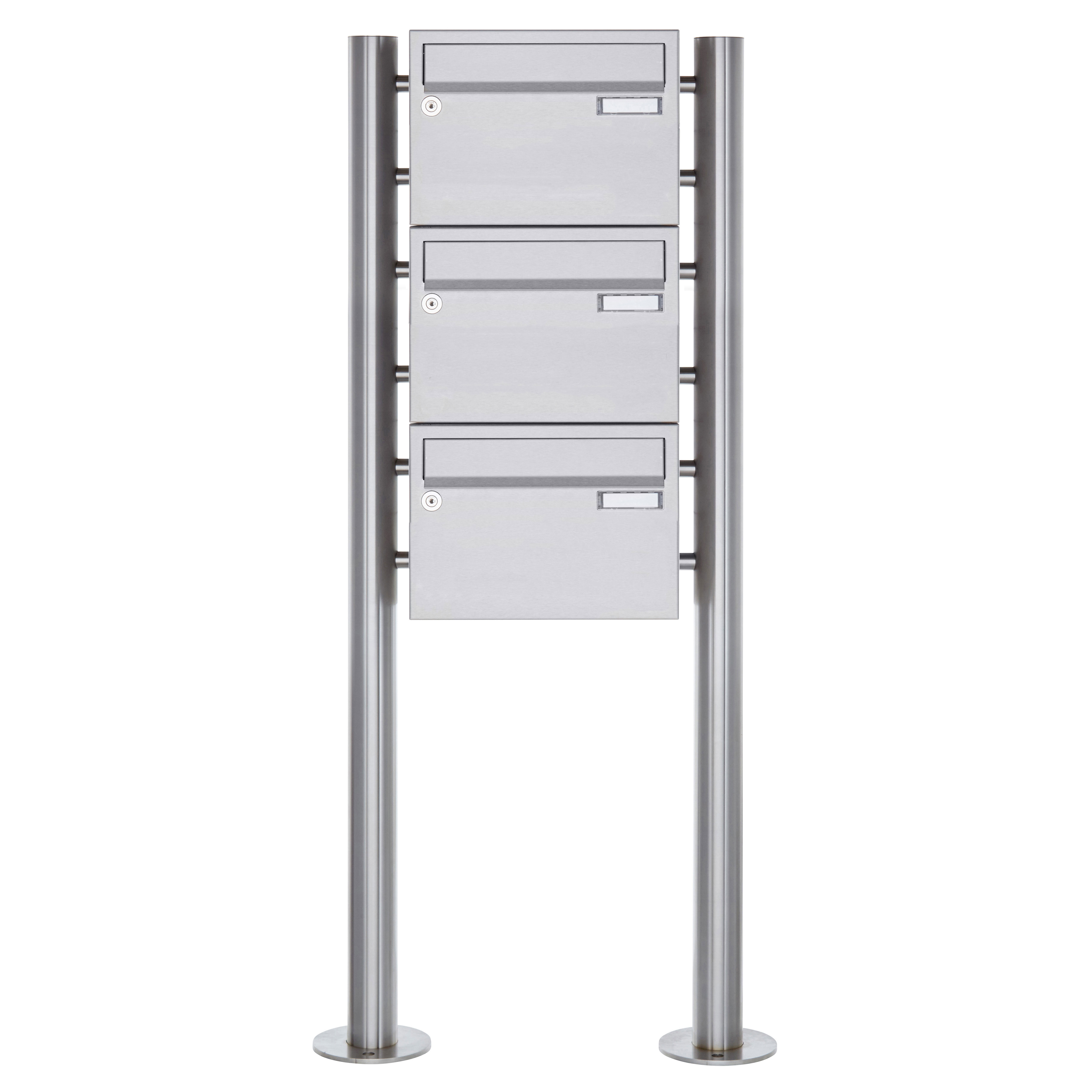 3-post stainless steel letterbox Design BASIC Plus 385 220 X ST R - stainless steel V2A 3-post stainless steel letterbox Design BASIC Plus 385 220 X ST R - stainless steel V2A
