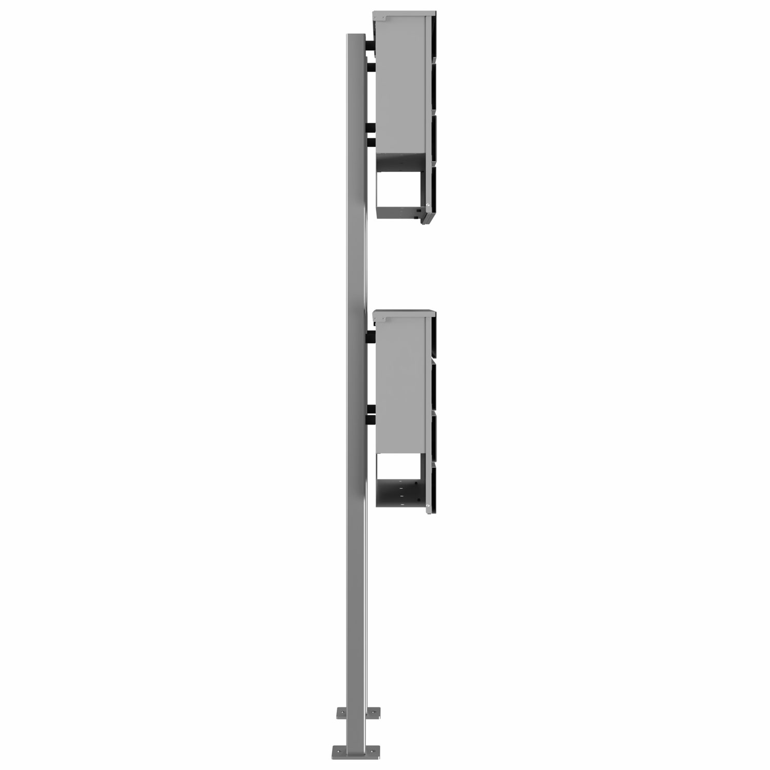 2-post letterbox KANT Edition with newspaper compartment - Elegance 1 design - RAL 9007 grey aluminium