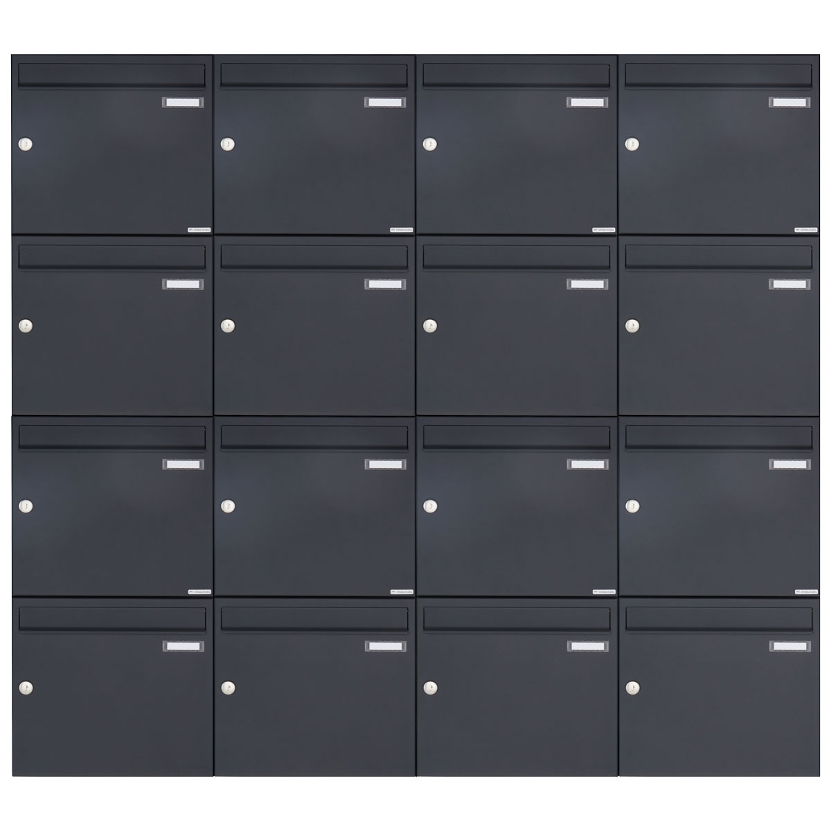 16er 4x4 Aufputz Briefkasten Design BASIC 382A AP - RAL 7016 anthrazitgrau 16er 4x4 Aufputz Briefkasten Design BASIC 382A AP - RAL 7016 anthrazitgrau